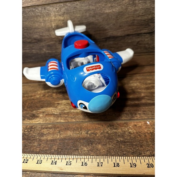 2016 Fisher Price Little People Airplane Plane Jet Blue Lights & Sounds Mattel - Picture 1 of 9